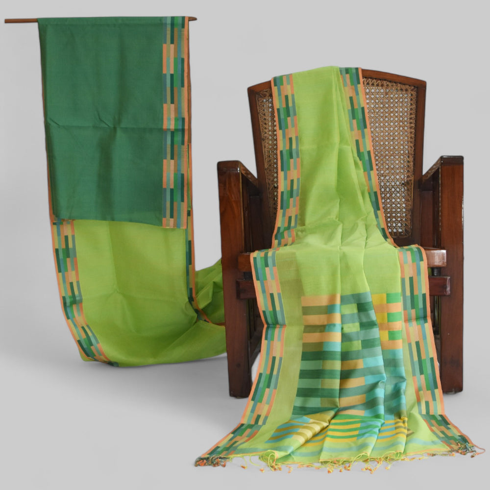 Lime Green - Rectangle Quilt Organic Cotton Saree