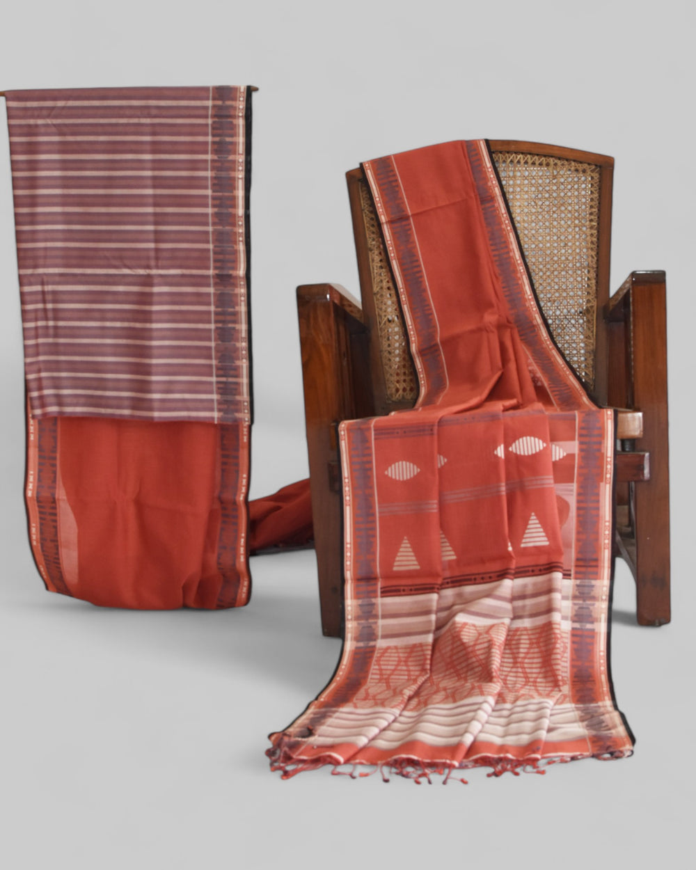 Rust - Interleave Quilt Organic Cotton Saree