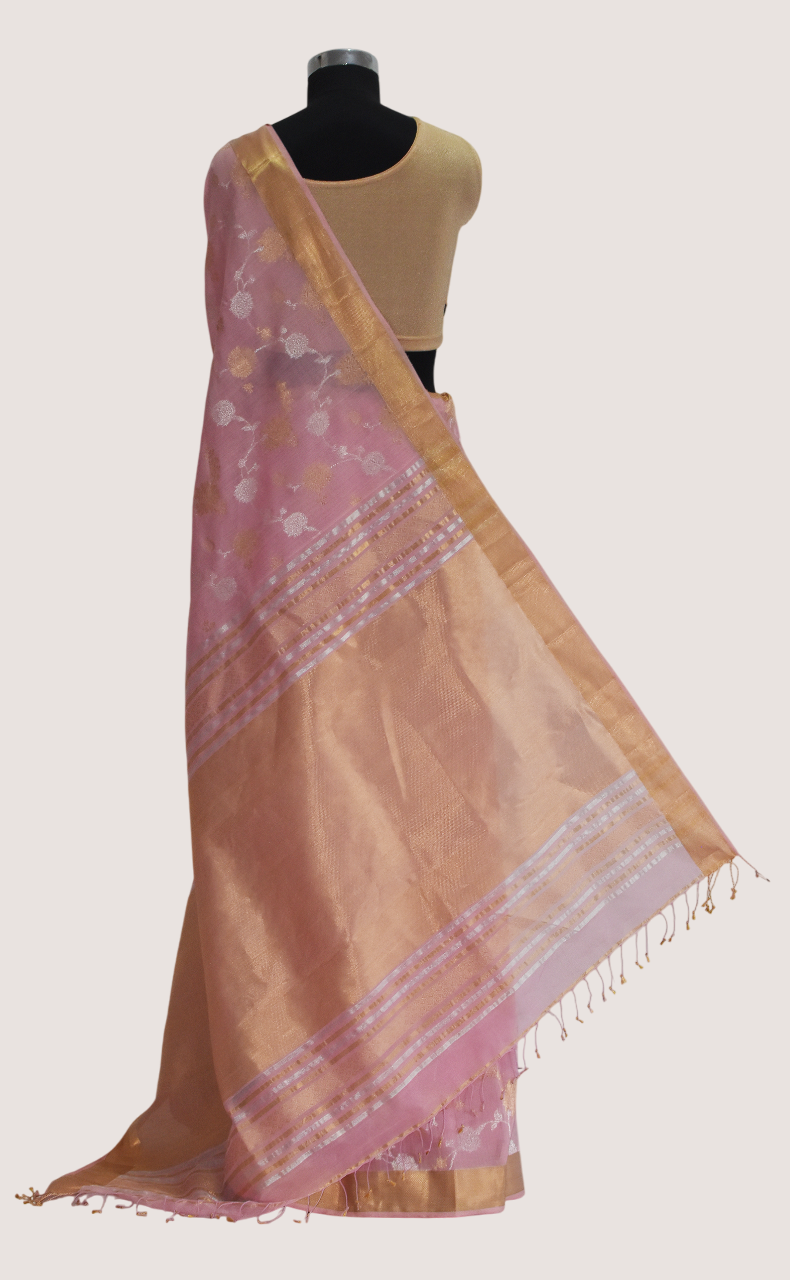 Baby pink - Gilded Grove Organic Cotton Saree