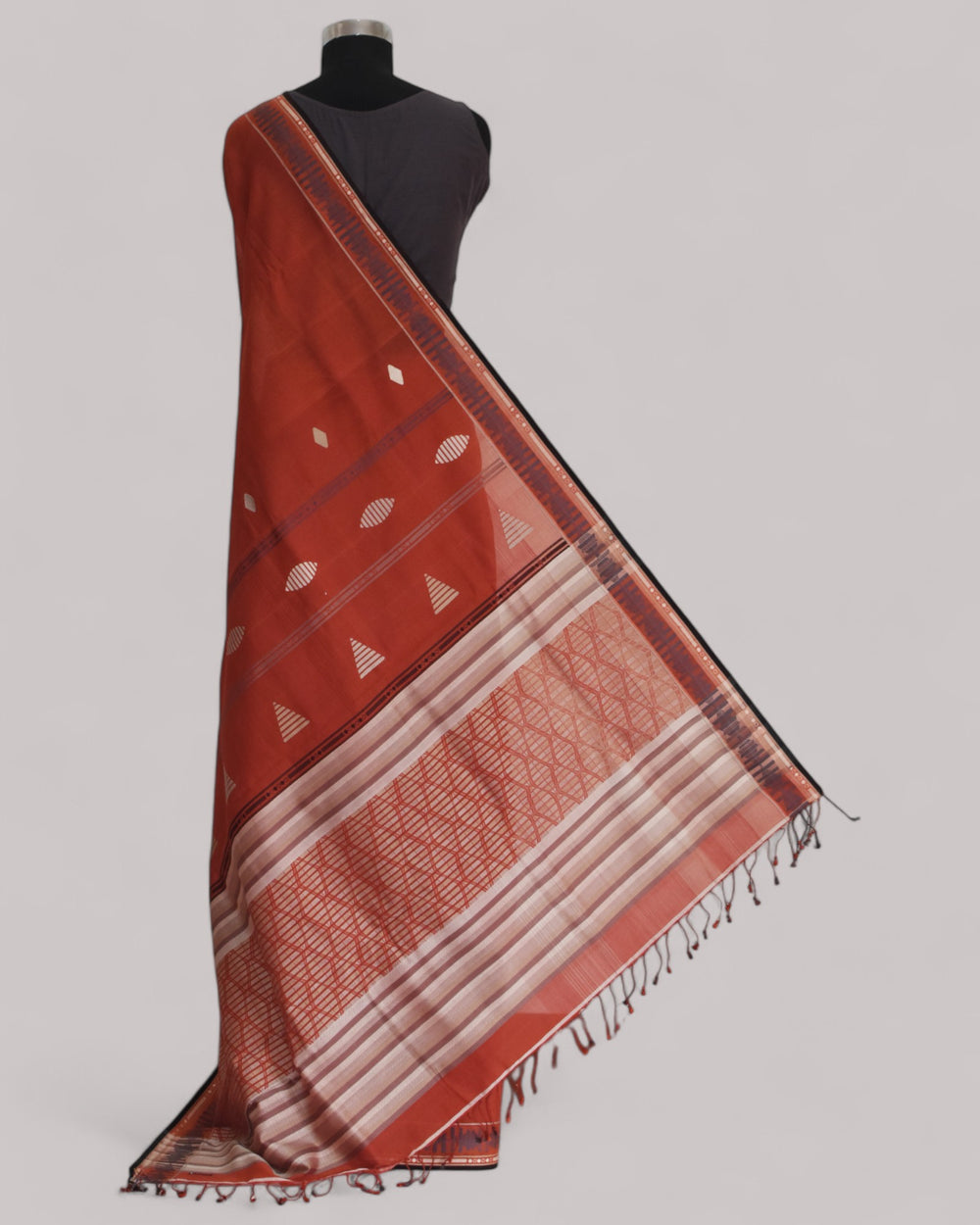 Rust - Interleave Quilt Organic Cotton Saree