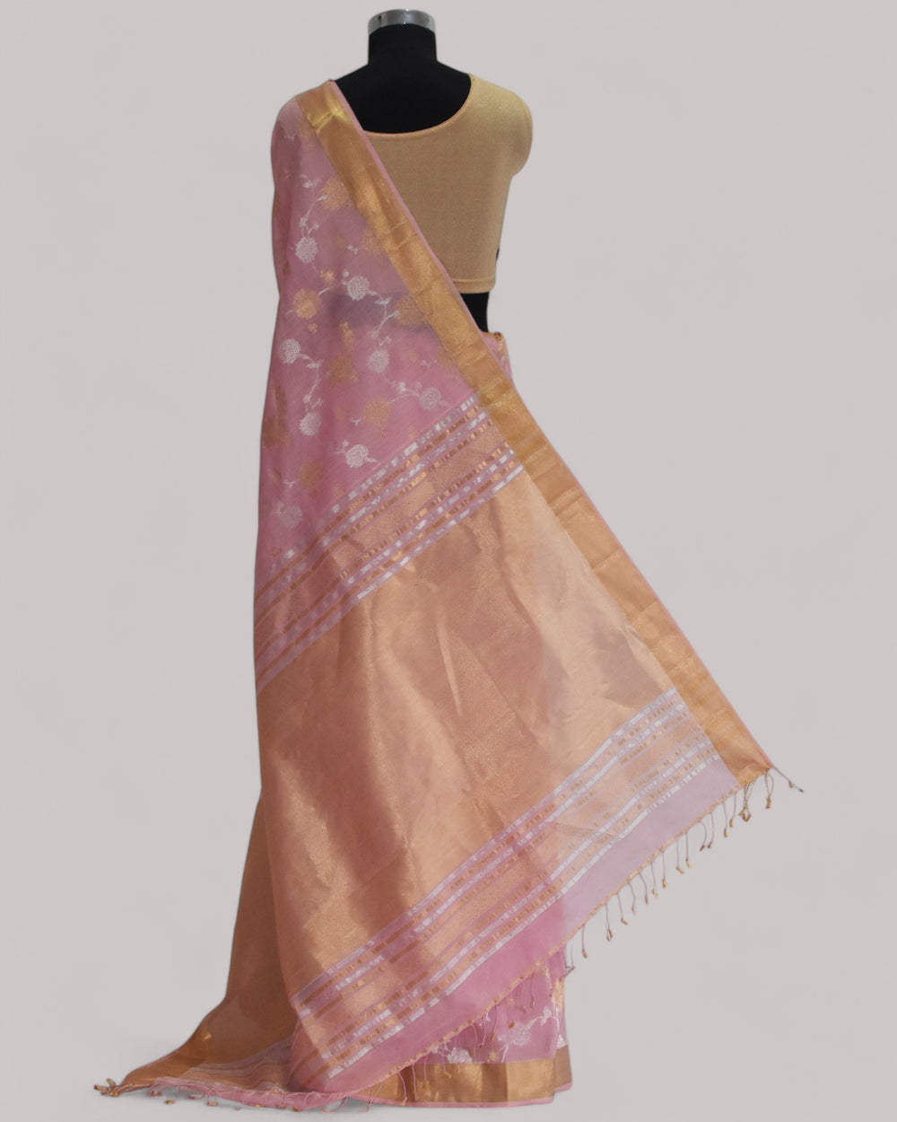 Baby pink - Gilded Grove Organic Cotton Saree