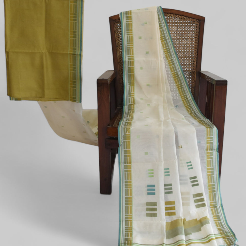 
                      
                        Off-White - Regal Rectangle Motif Organic Saree
                      
                    