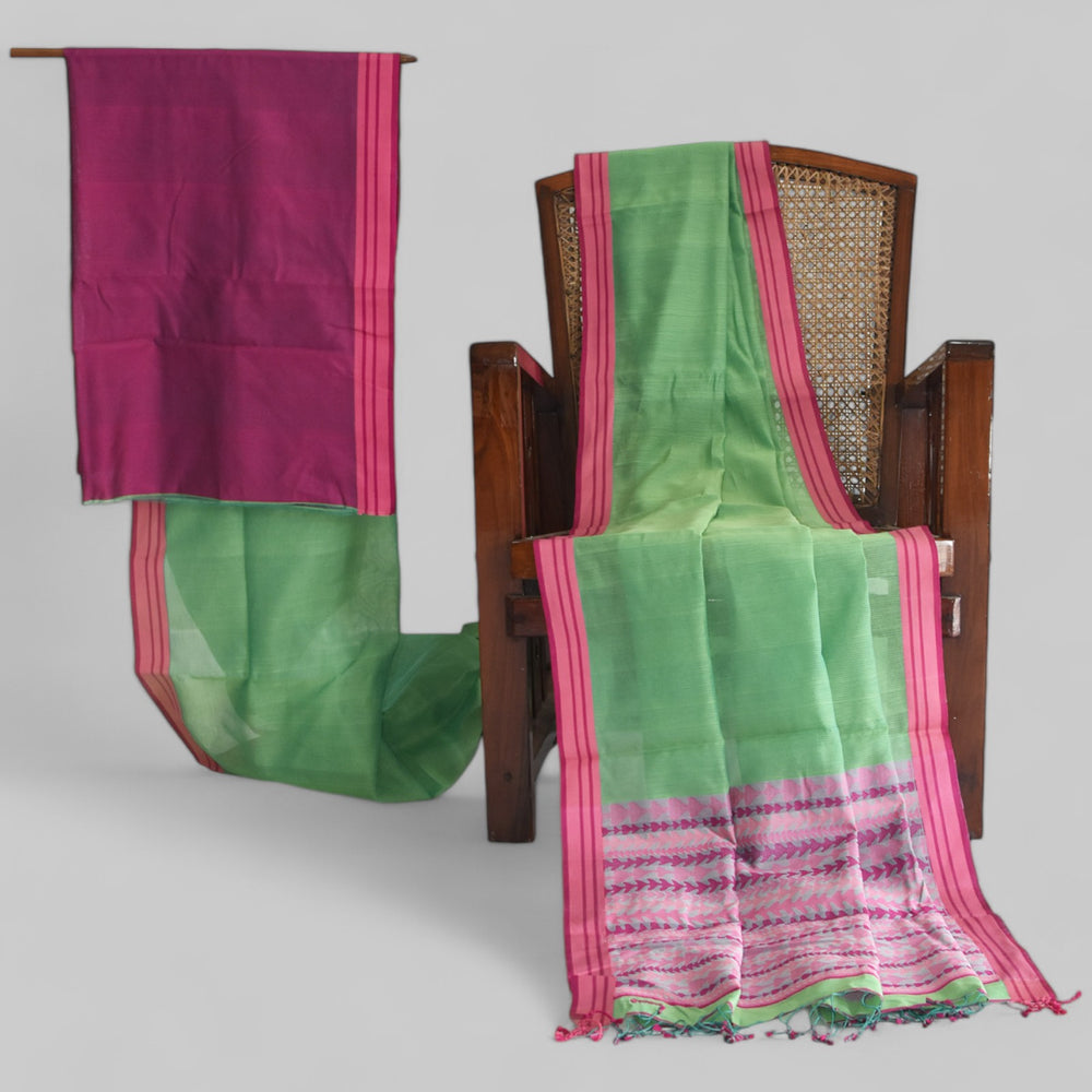 
                      
                        Green - Tulip Motif Organic Cotton Saree
                      
                    