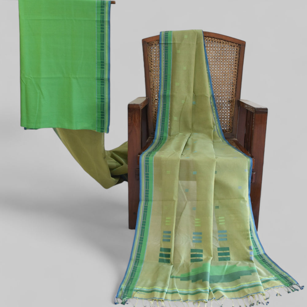 
                      
                        Olive Green - Regal Rectangle Motif Organic Saree
                      
                    