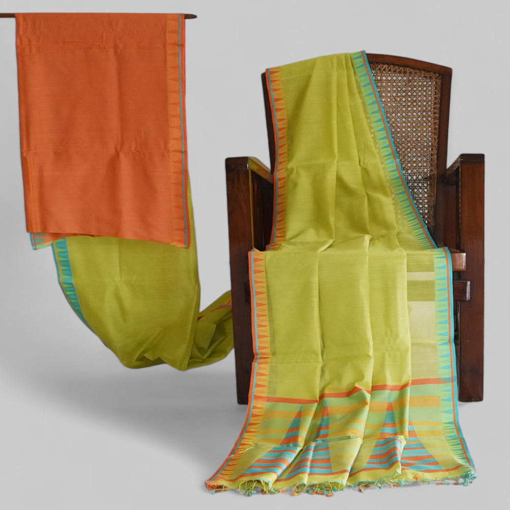 
                      
                        Lime Green - Temple Motif Organic Cotton Saree
                      
                    