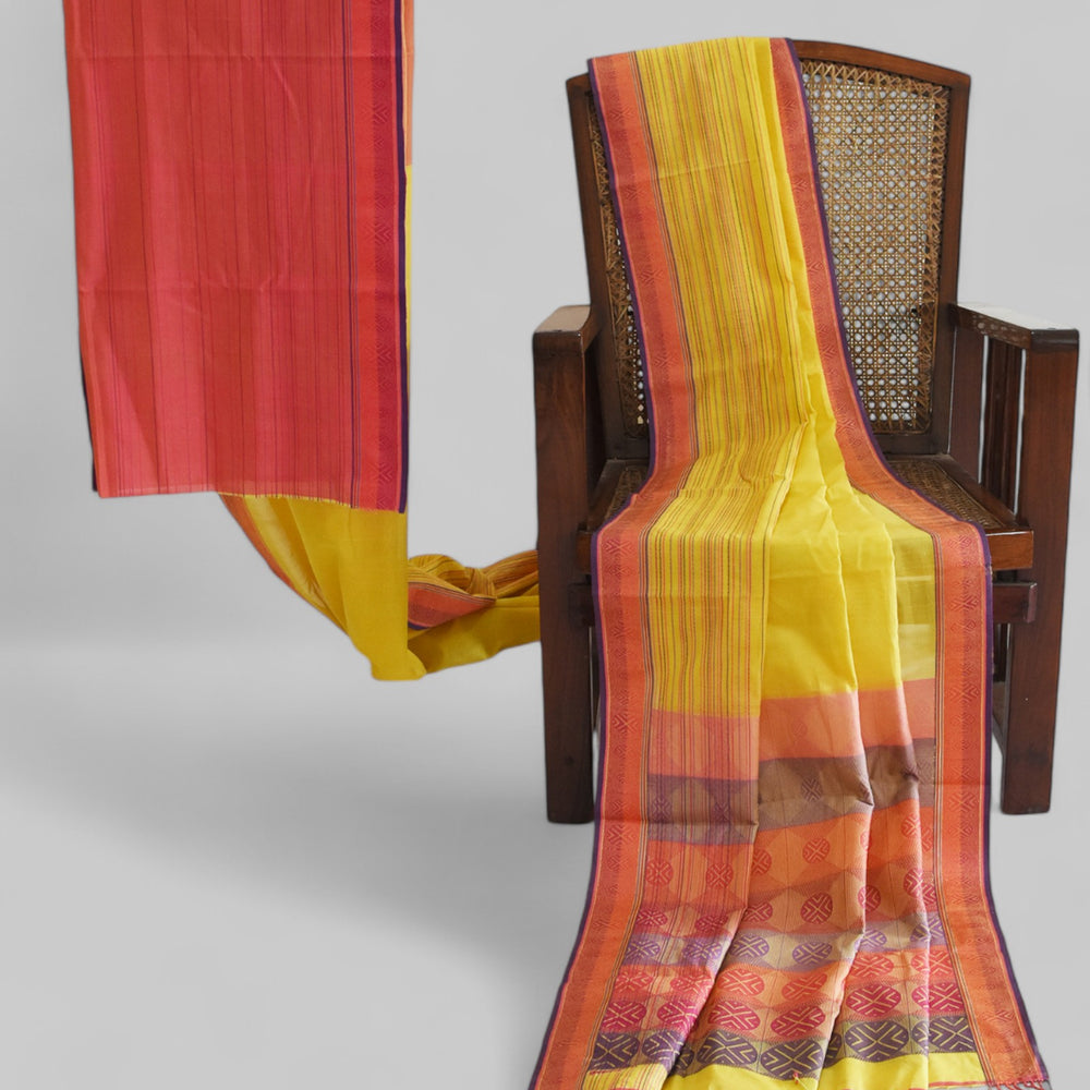 Yellow - Whispering Circles Organic Cotton Saree