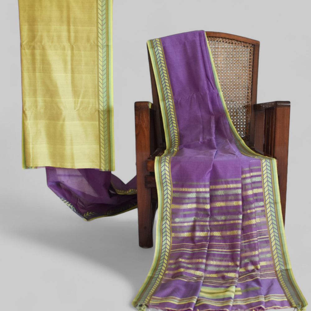 Light Purple - Arrowed Opulence Organic Cotton Saree