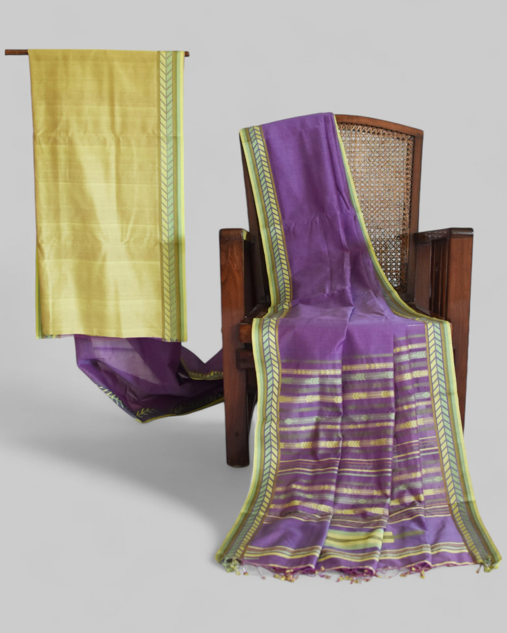 Light Purple - Arrowed Opulence Organic Cotton Saree