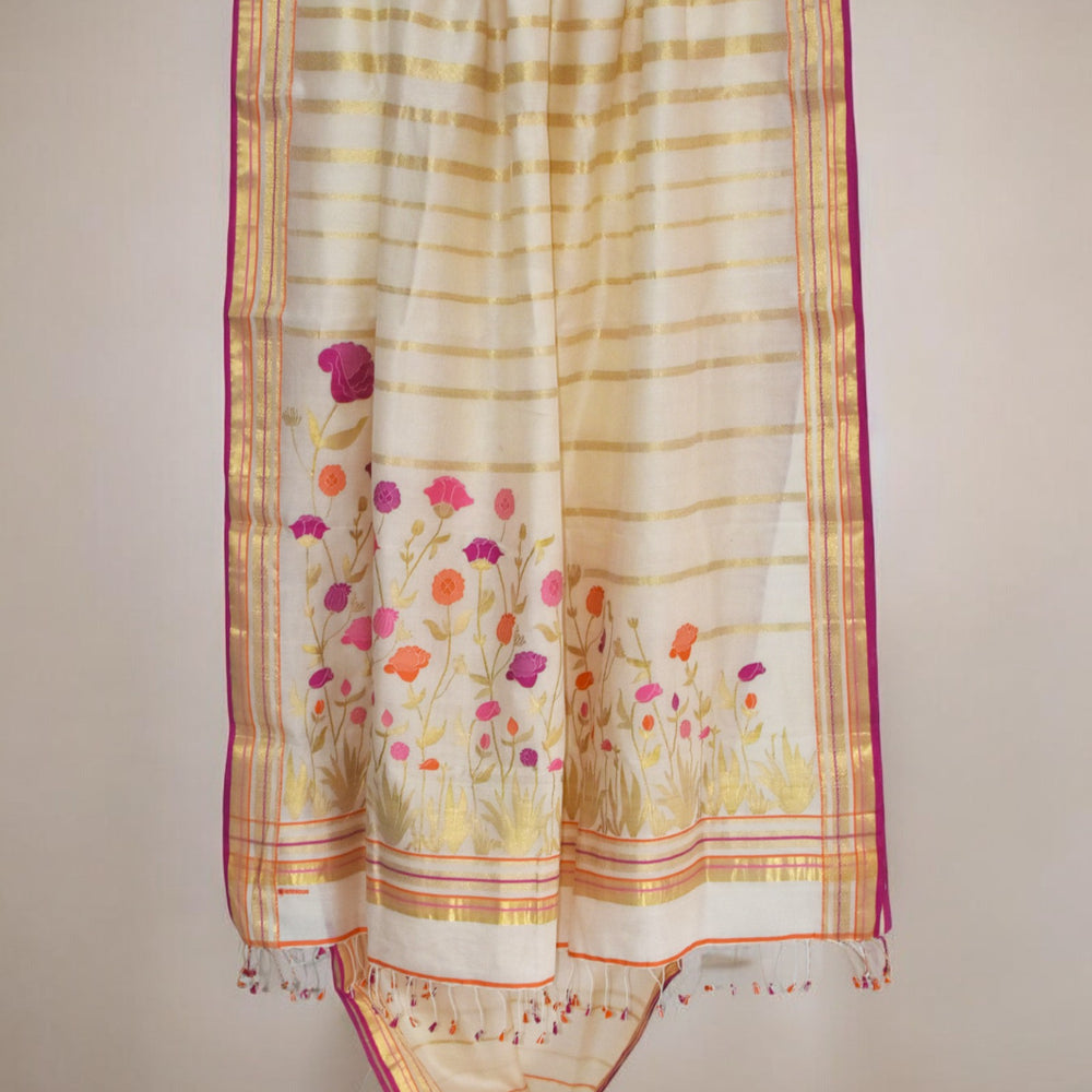 
                      
                        Off-White - Radiant Poppy Organic Cotton Saree
                      
                    