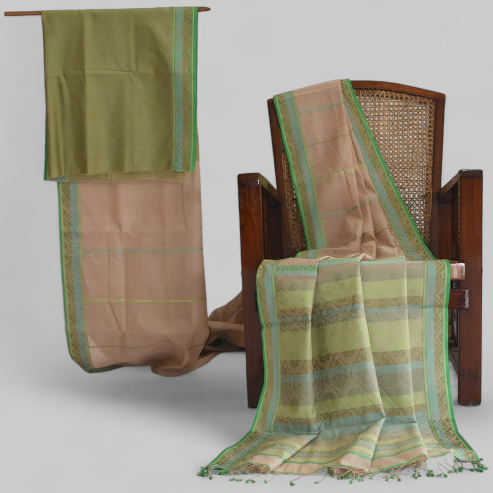 Beige - Jaipur Quilt Organic Cotton Saree