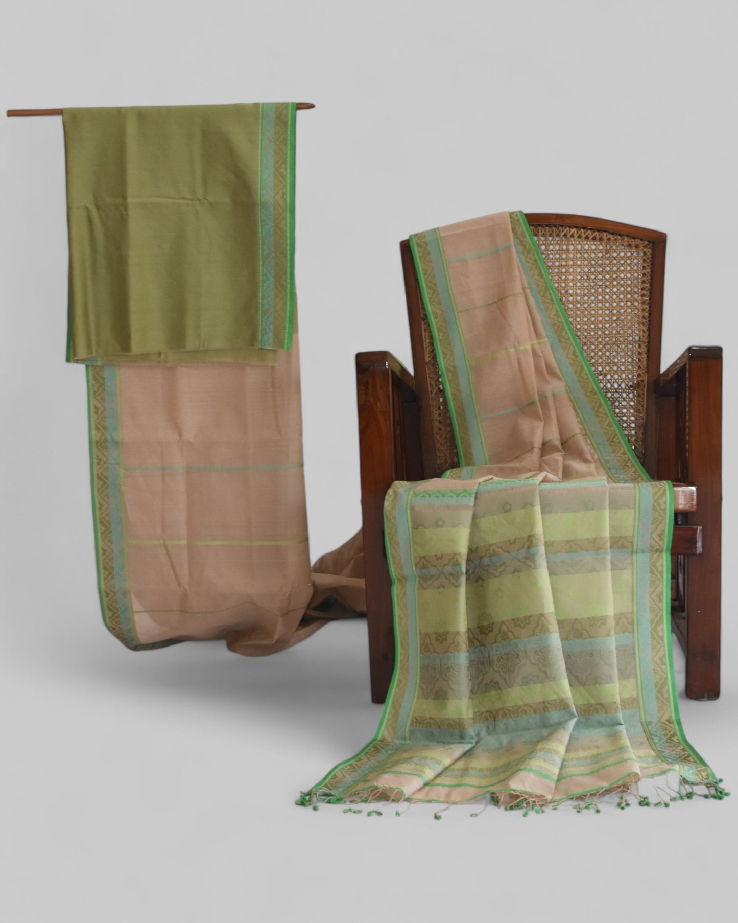 Beige - Jaipur Quilt Organic Cotton Saree