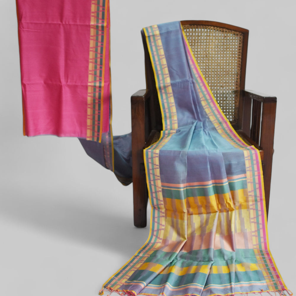 Lavender - Gopuram Motif Organic Cotton Saree