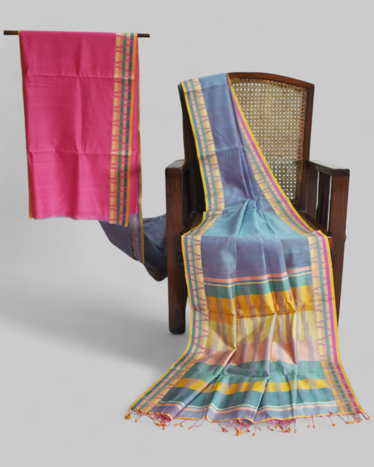 Lavender - Gopuram Motif Organic Cotton Saree