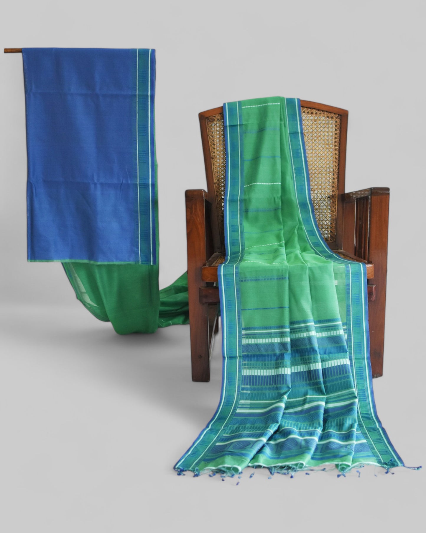 Green - Sticks and Swirls Organic Cotton Saree