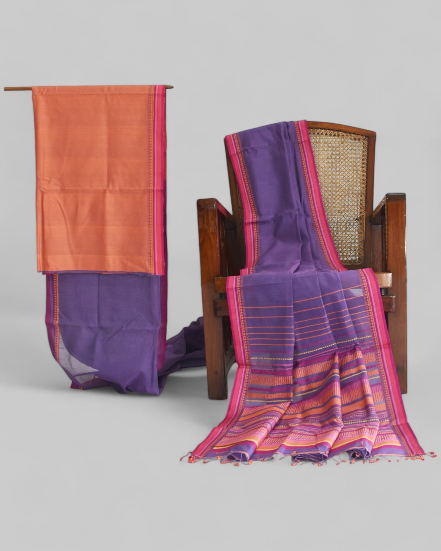 Purple - Dots and Dashes Organic Cotton Saree