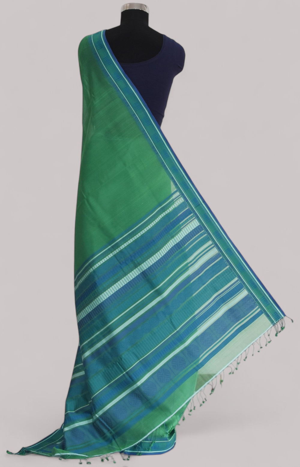 Green - Sticks and Swirls Organic Cotton Saree