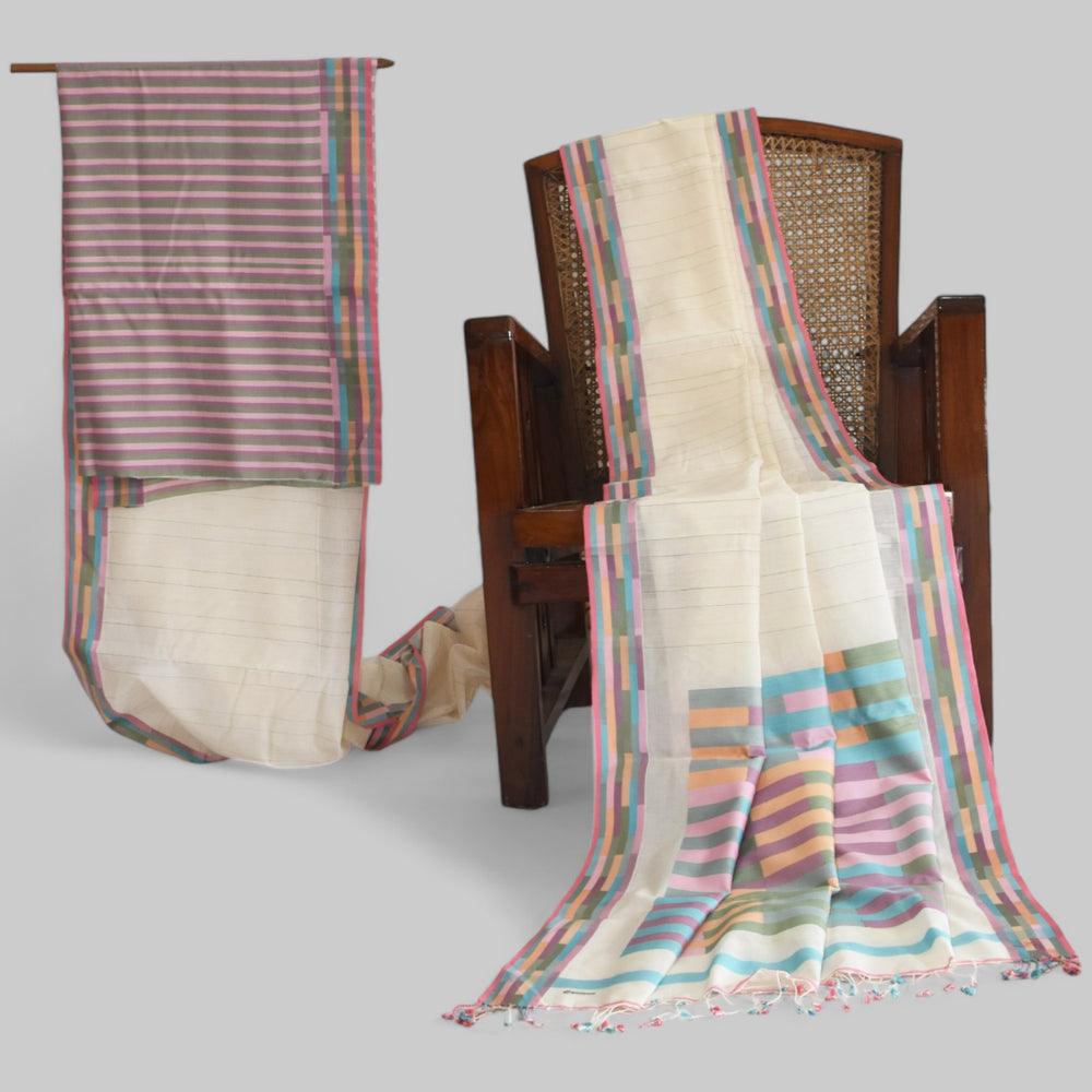 Off-White - Quilt Organic Cotton Saree