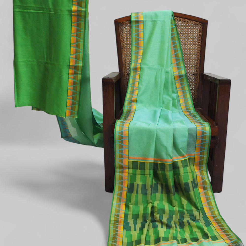 Green - Gopuram Motif Organic Cotton Saree