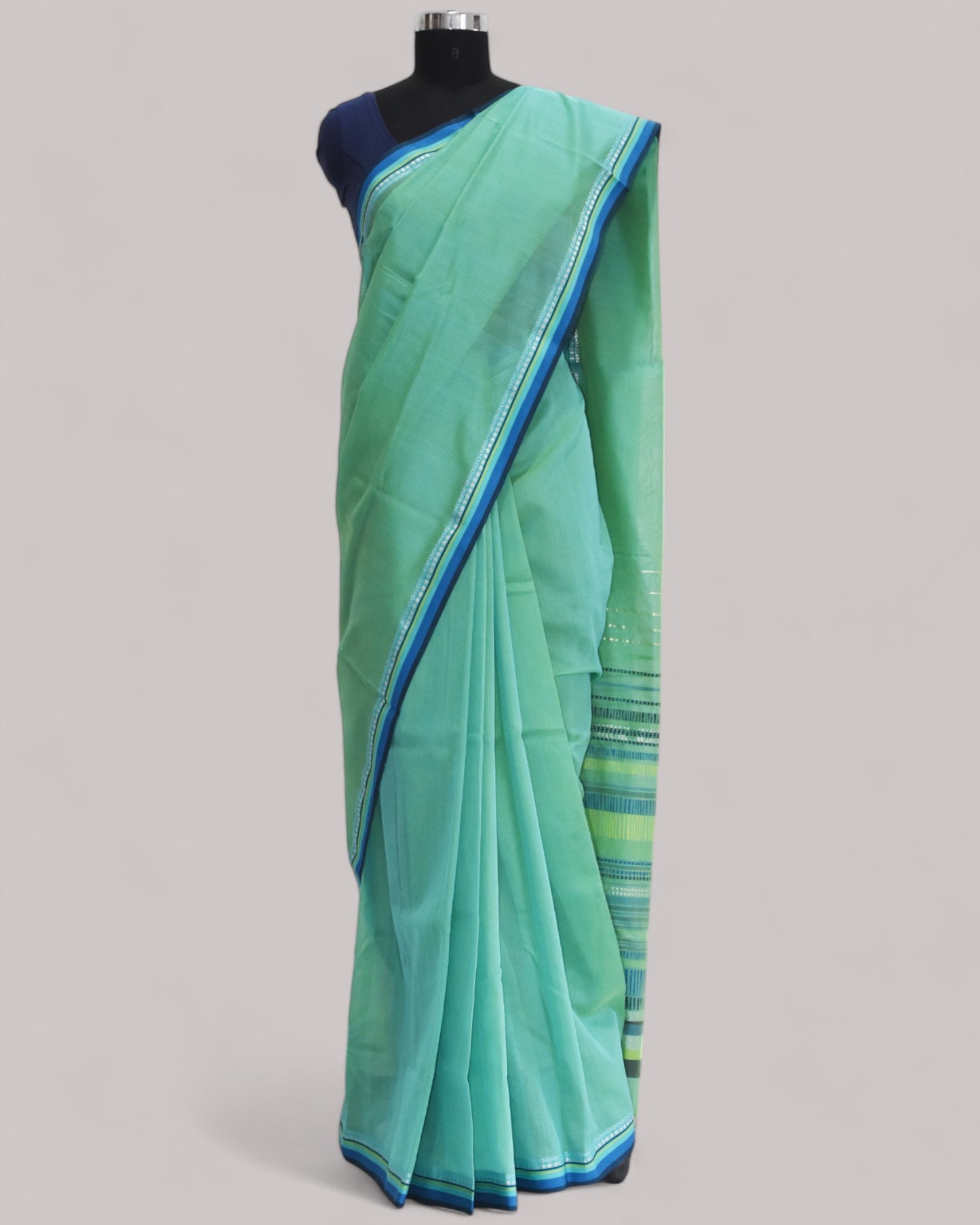 Sea Green - Dots and Dashes Organic Cotton Saree