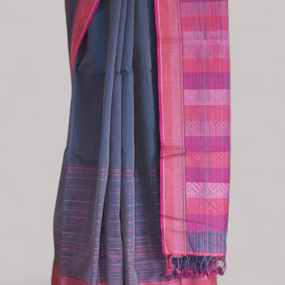 
                      
                        Charcoal Blue - Whispering Circles Organic Cotton Saree
                      
                    