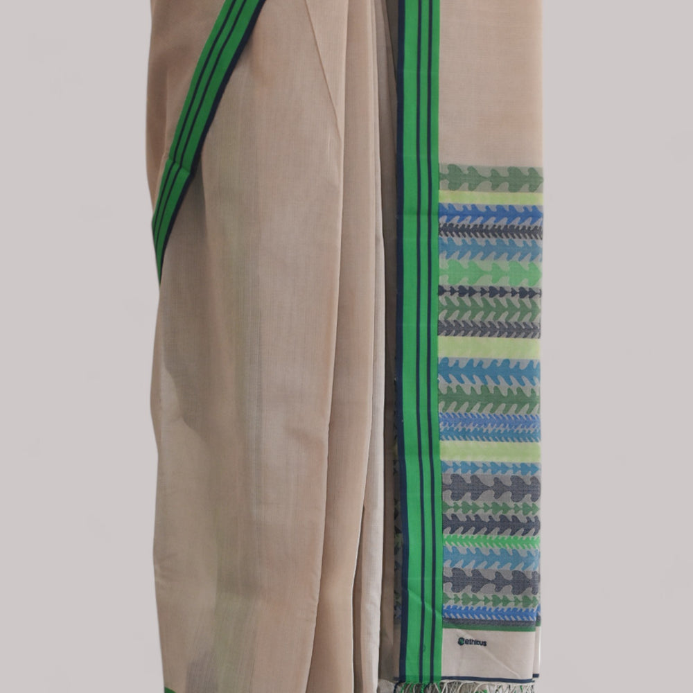 
                      
                        Beige - Tulip Motif Organic Cotton Saree
                      
                    