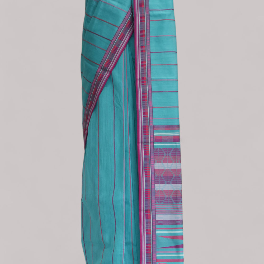 
                      
                        Cyan Blue - Zig Zag Motif Organic Cotton Saree
                      
                    