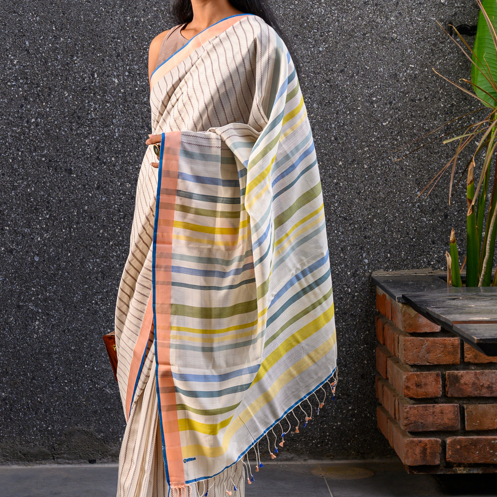 
                      
                        Off-White - Zig Zag Quilt Organic Cotton Saree
                      
                    