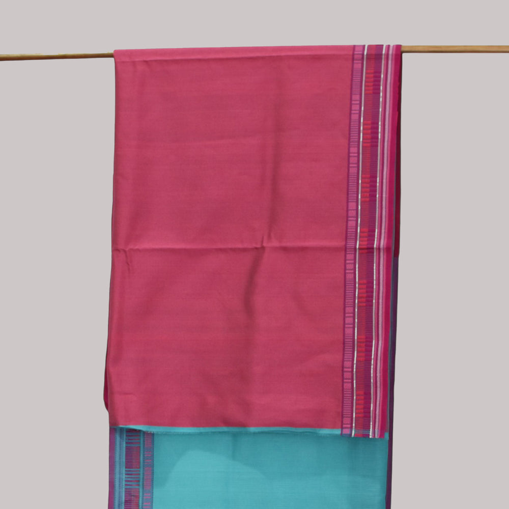 
                      
                        Cyan Blue - Zig Zag Motif Organic Cotton Saree
                      
                    