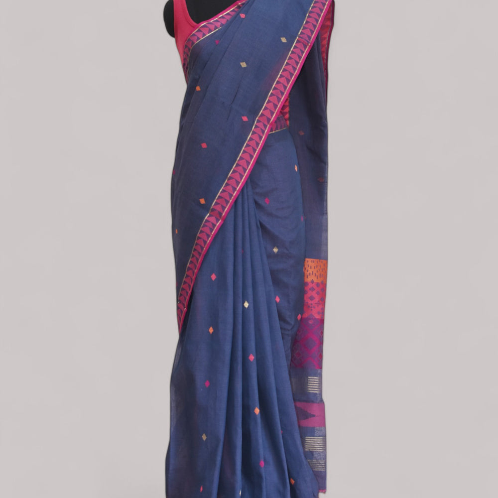 
                      
                        Charcoal Blue - Kites Motif Organic Cotton Saree
                      
                    