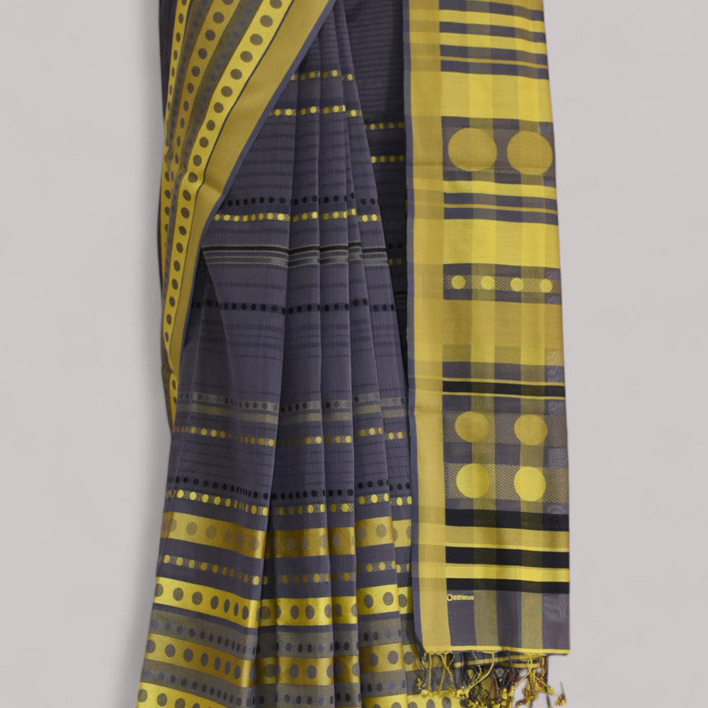 
                      
                        Charcoal Grey - Bangles Motif Organic Cotton Saree
                      
                    