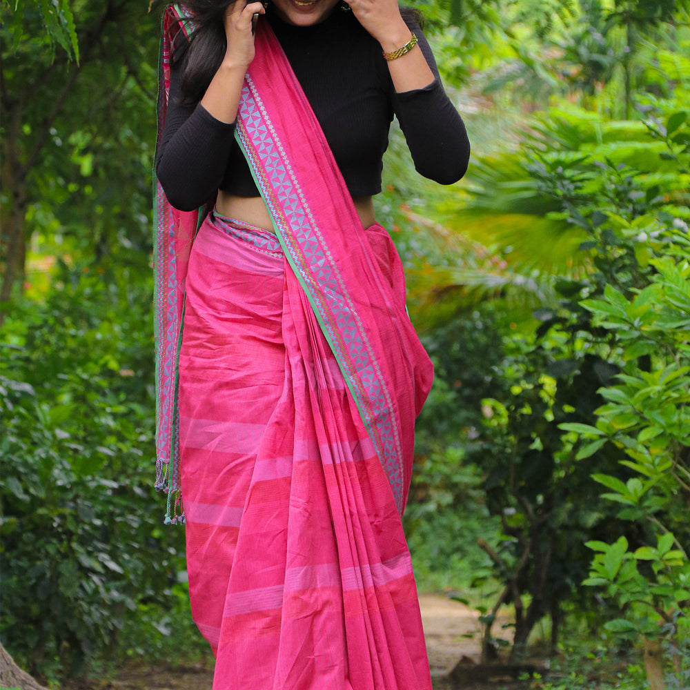 
                      
                        Pink - Siddhiralli Quilt Organic Cotton Saree
                      
                    