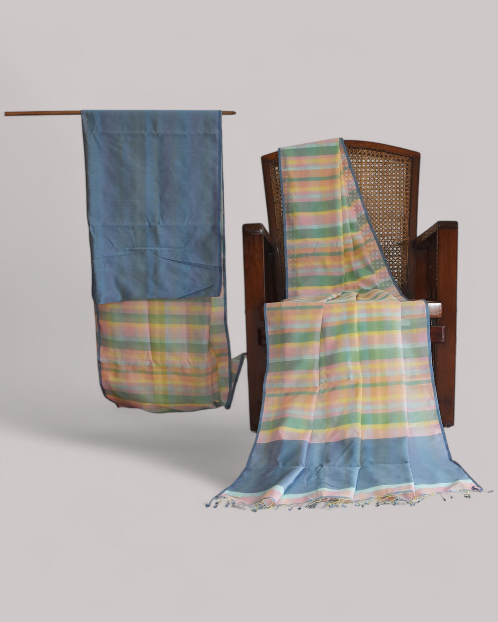 Pastel Checks - Organic Cotton Saree