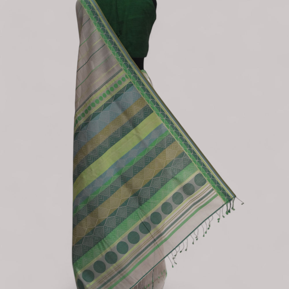 
                      
                        Beige - Geometric Elegance Organic Cotton Saree
                      
                    