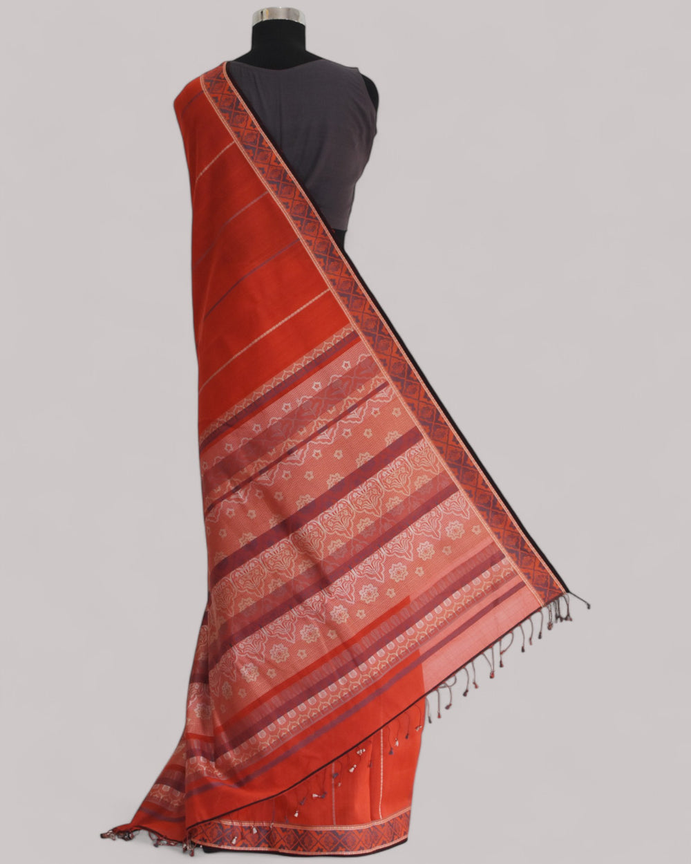 Brick Red - Jaipur Quilt Organic Cotton Saree