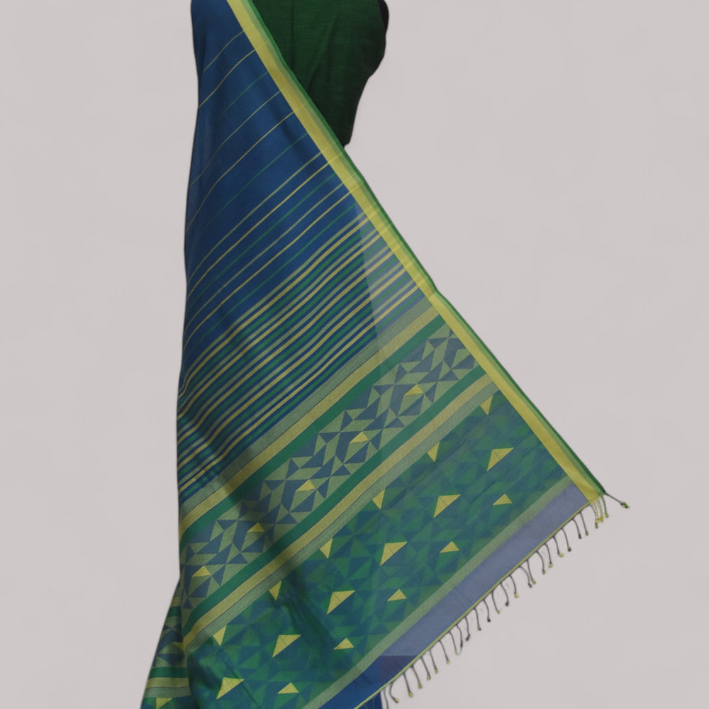 
                      
                        Blue - Triangle Motif Organic Cotton Saree
                      
                    