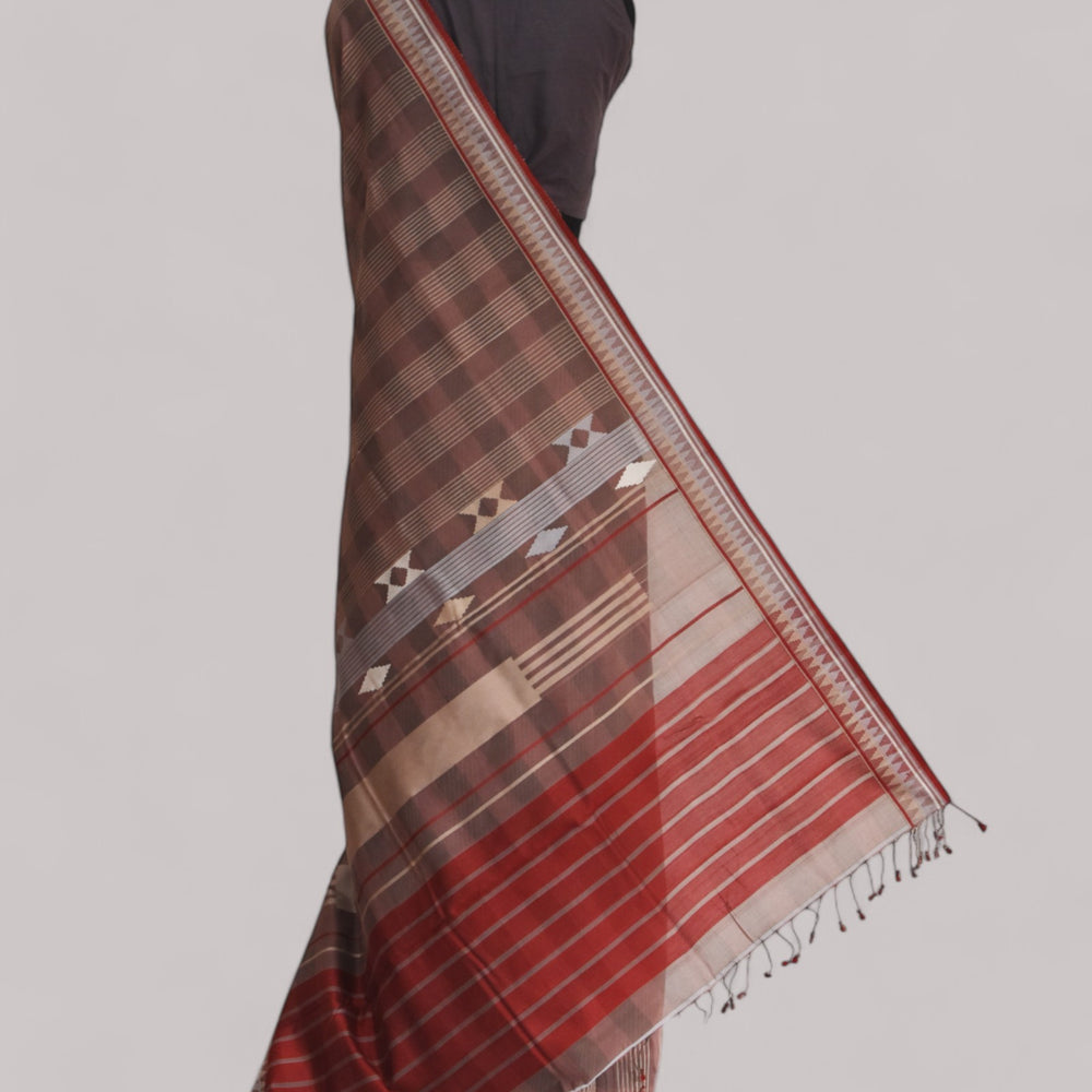 
                      
                        Brown - Korvai & Buttas Organic Cotton Saree
                      
                    