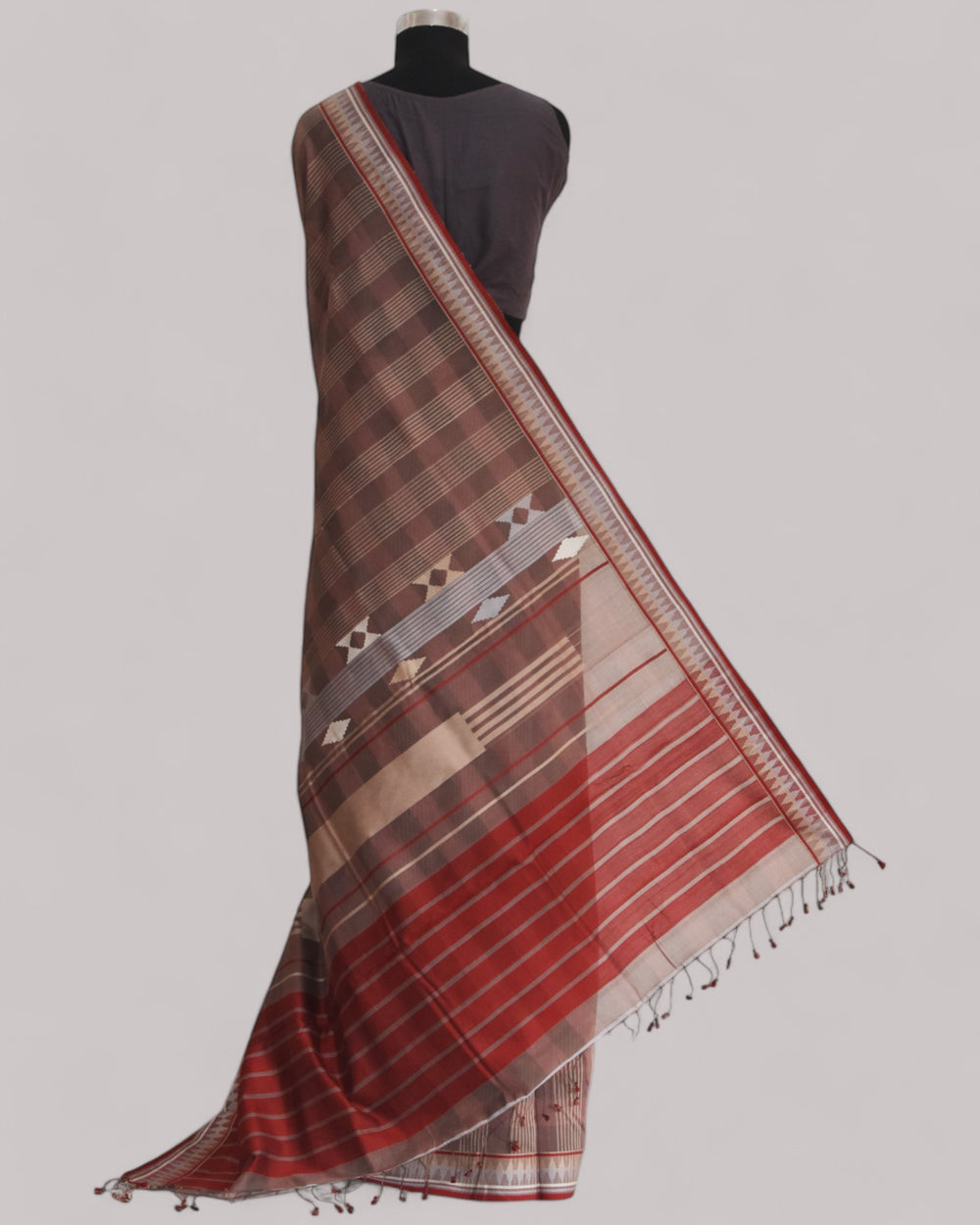 Brown - Korvai & Buttas Organic Cotton Saree