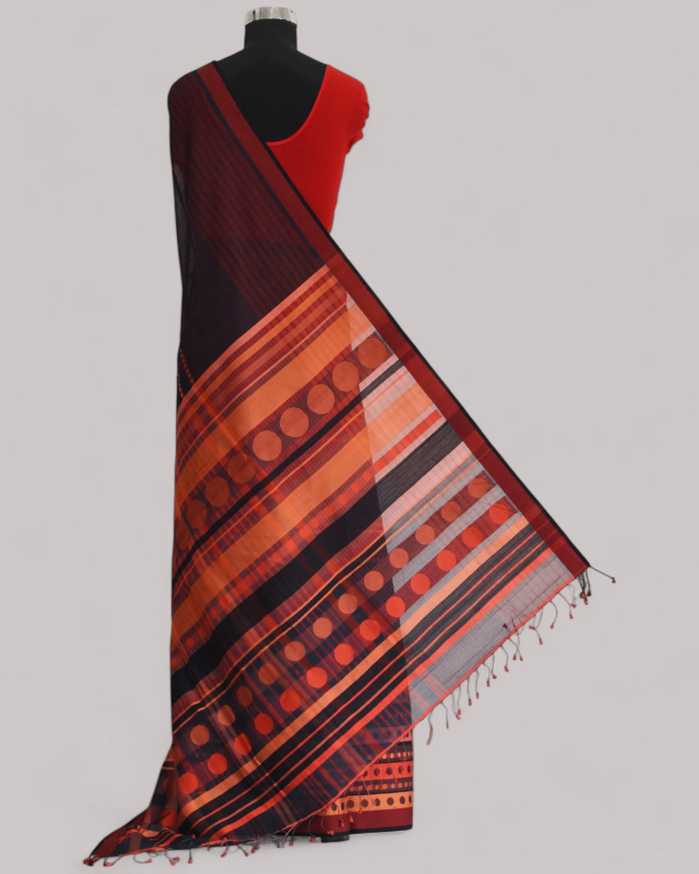 Black & Red - Bangles Motif Organic Cotton Saree