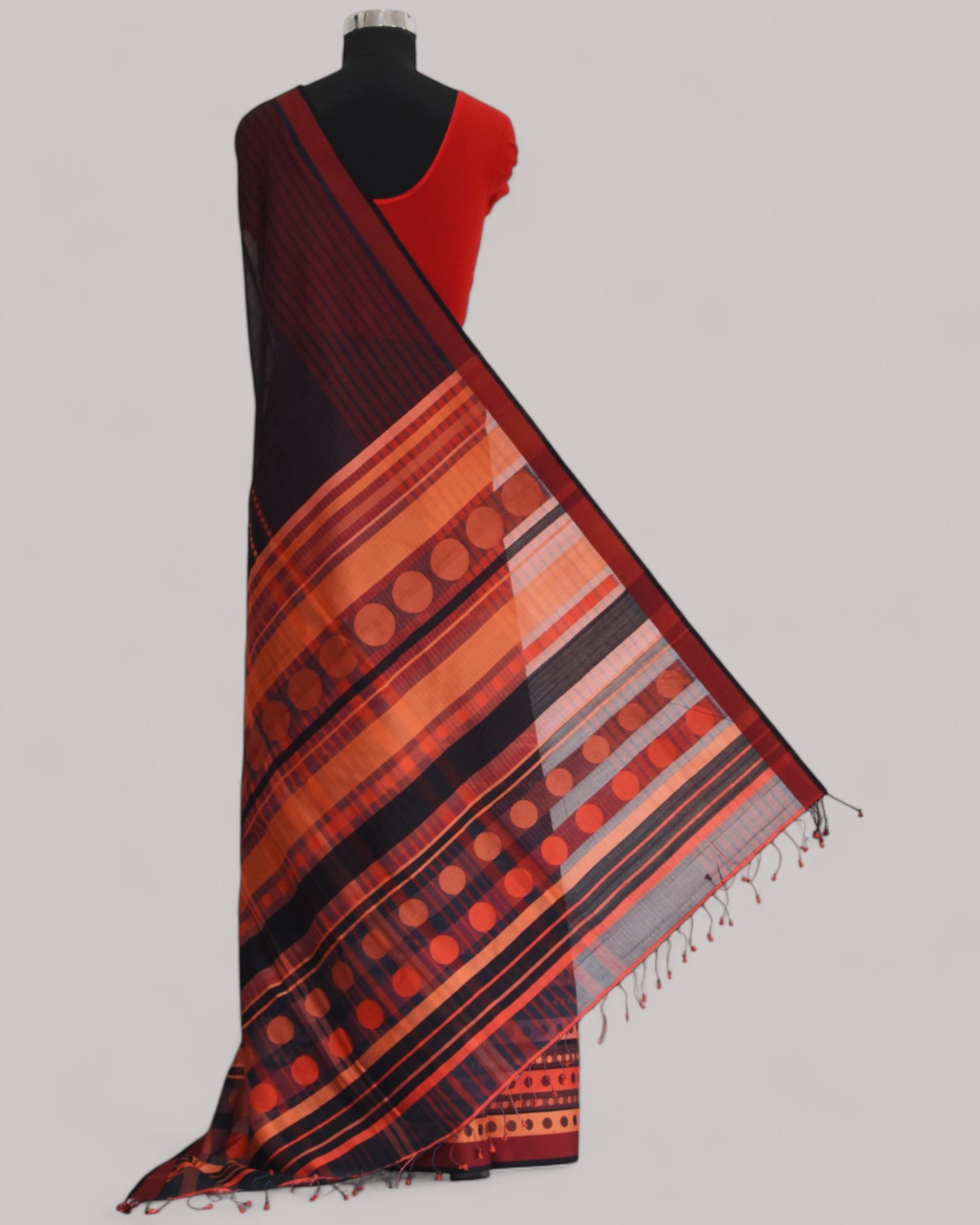 Black & Red - Bangles Motif Organic Cotton Saree