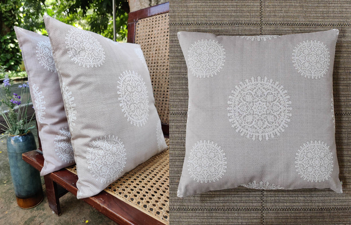 Brown - Shibori Design Organic Cotton Cushion Cover 12