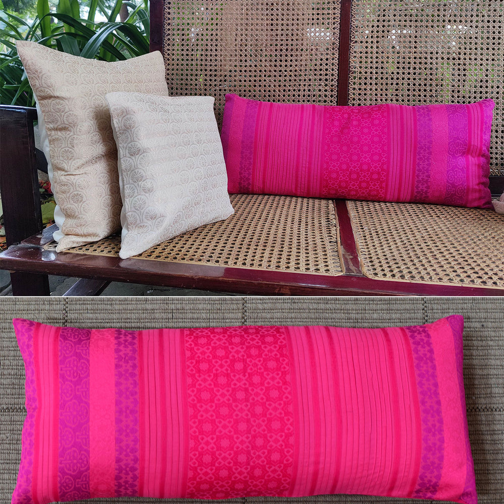 Pink - Pintucks Organic Cotton Cushion Cover 15