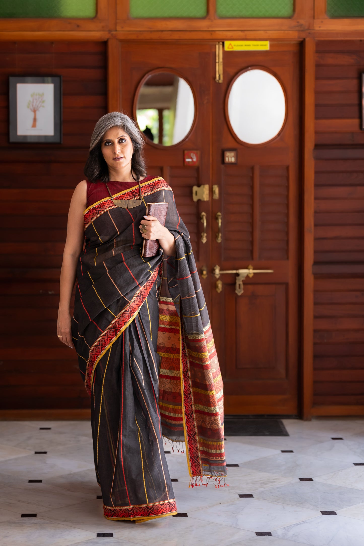 Black - Jaipur Quilt Organic Cotton Saree