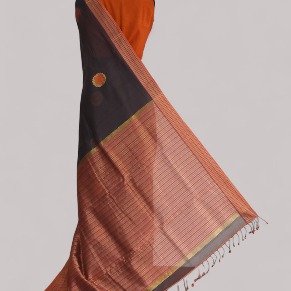 
                      
                        Brown-  Rose Butta Organic Cotton Saree
                      
                    