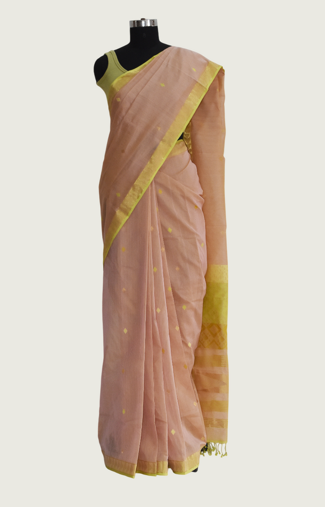 Beige - Kites Motif Organic Cotton Saree