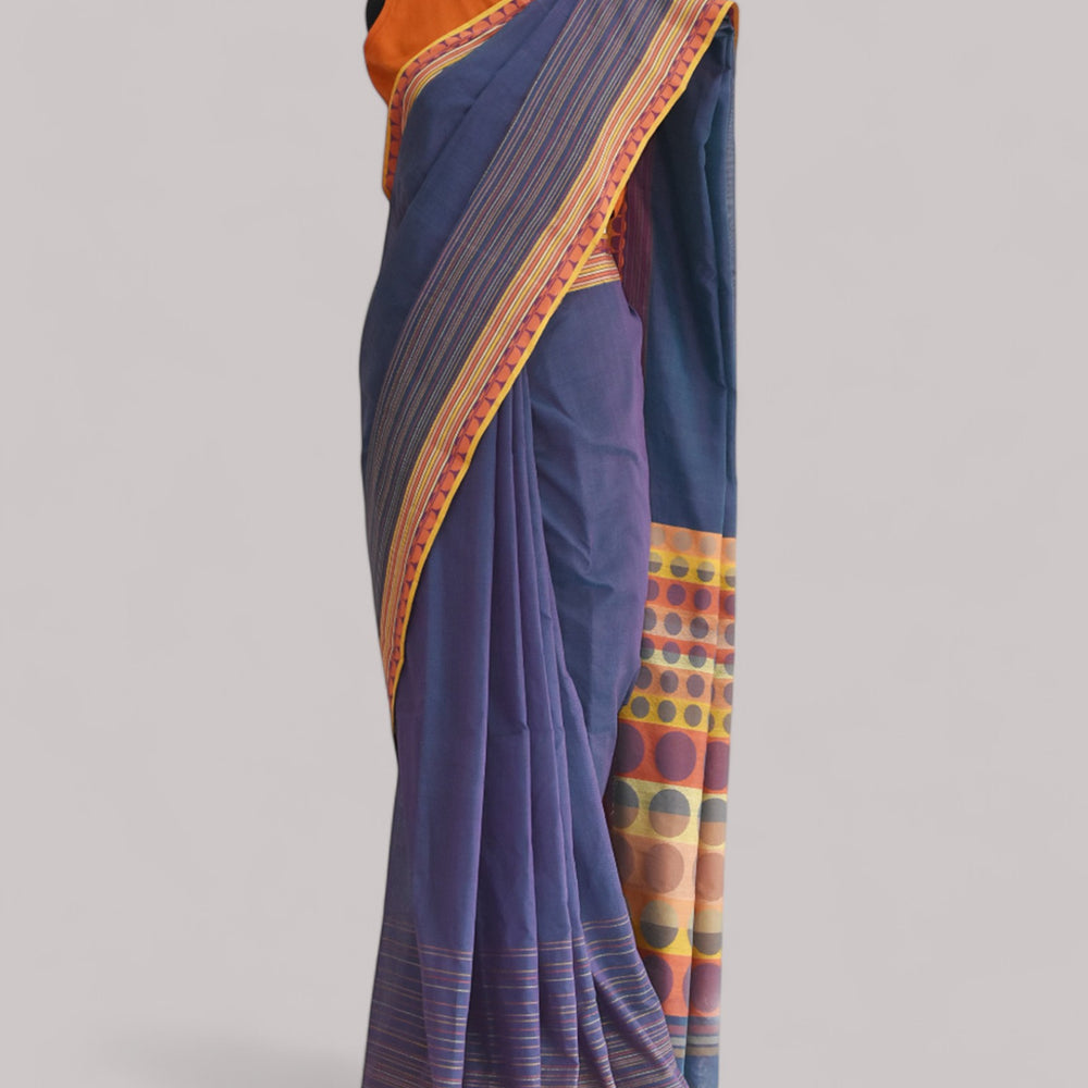 
                      
                        Bluish Purple - Circle  Motif Organic Cotton Saree
                      
                    