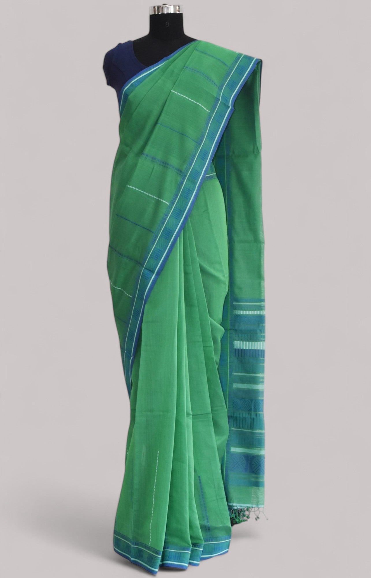 Green - Sticks and Swirls Organic Cotton Saree