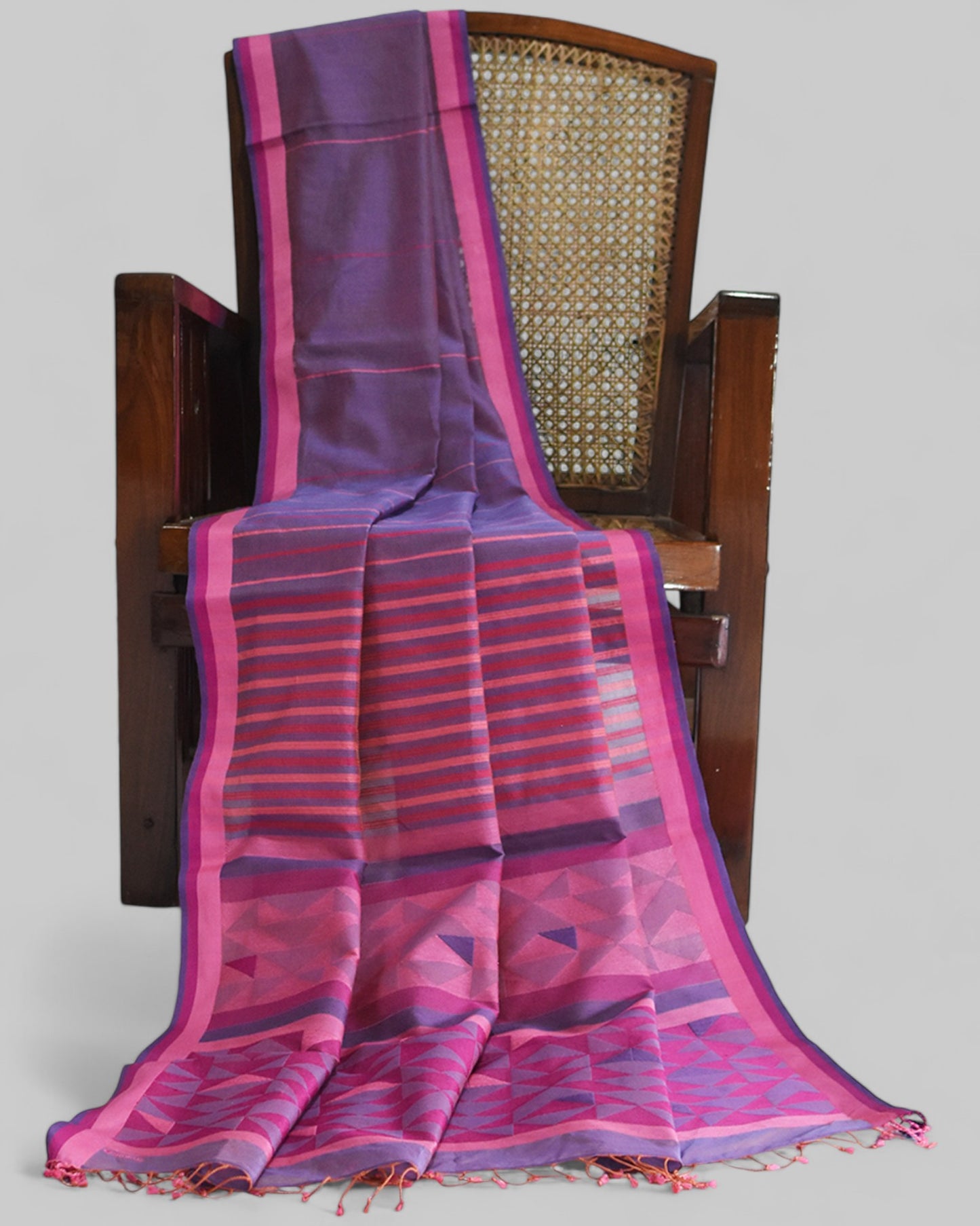 Purple - Triangle Motif Organic Cotton Saree