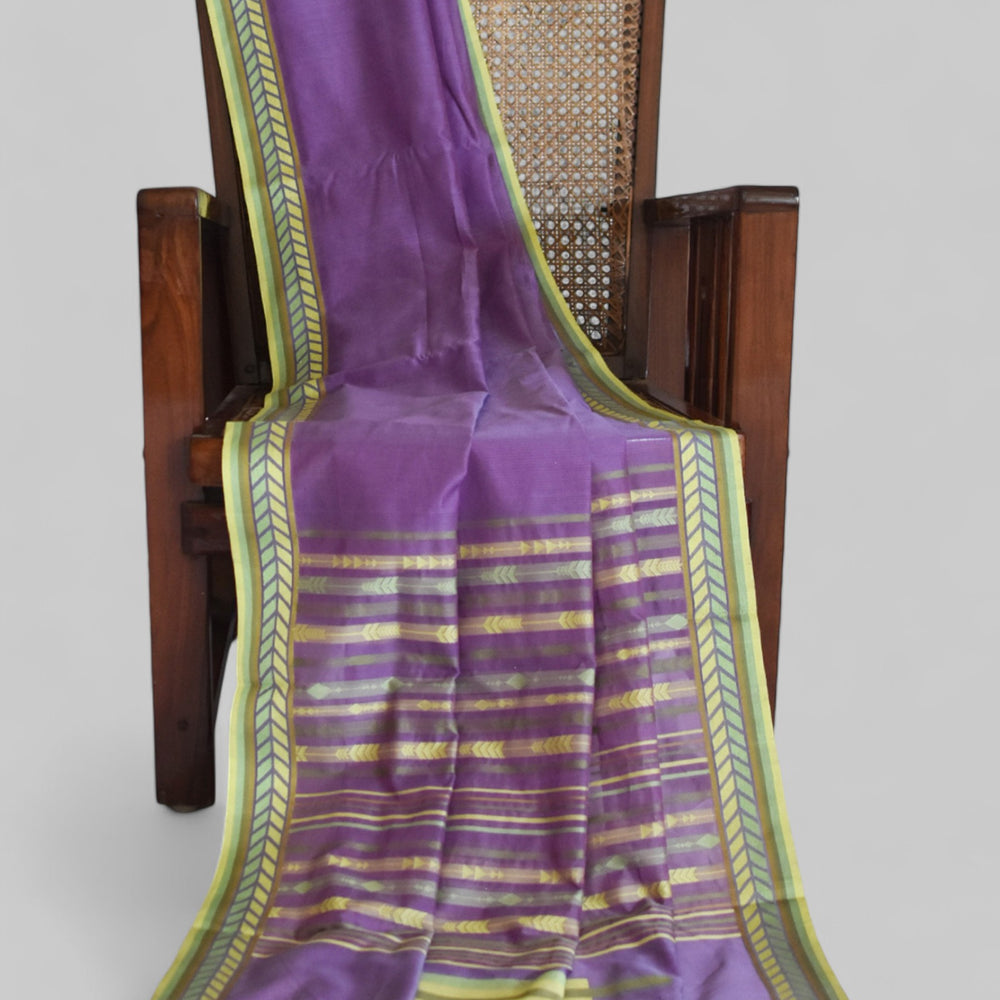 Light Purple - Arrowed Opulence Organic Cotton Saree