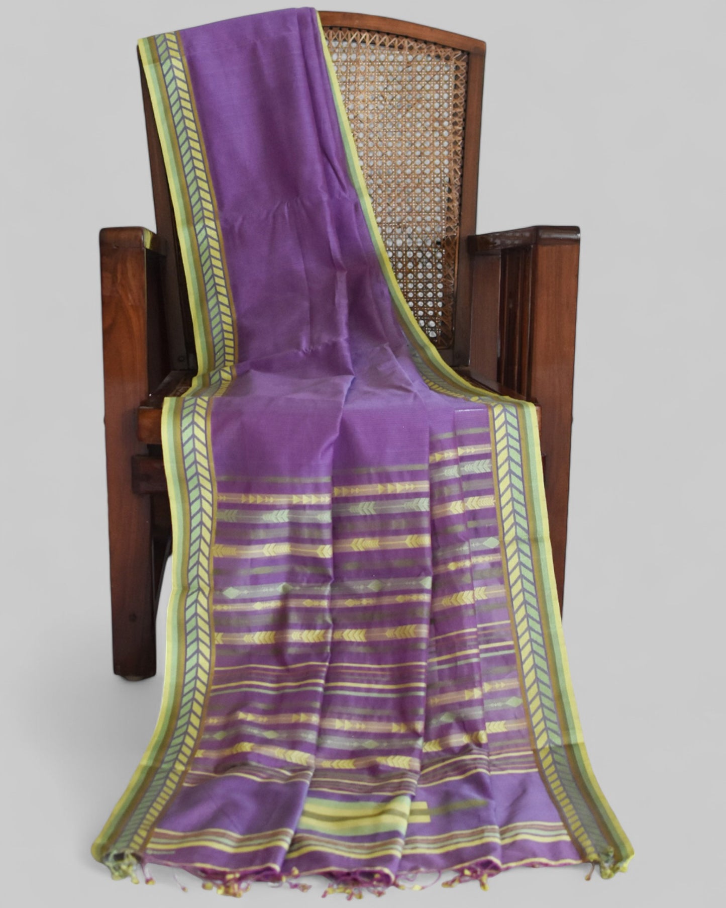 Light Purple - Arrowed Opulence Organic Cotton Saree