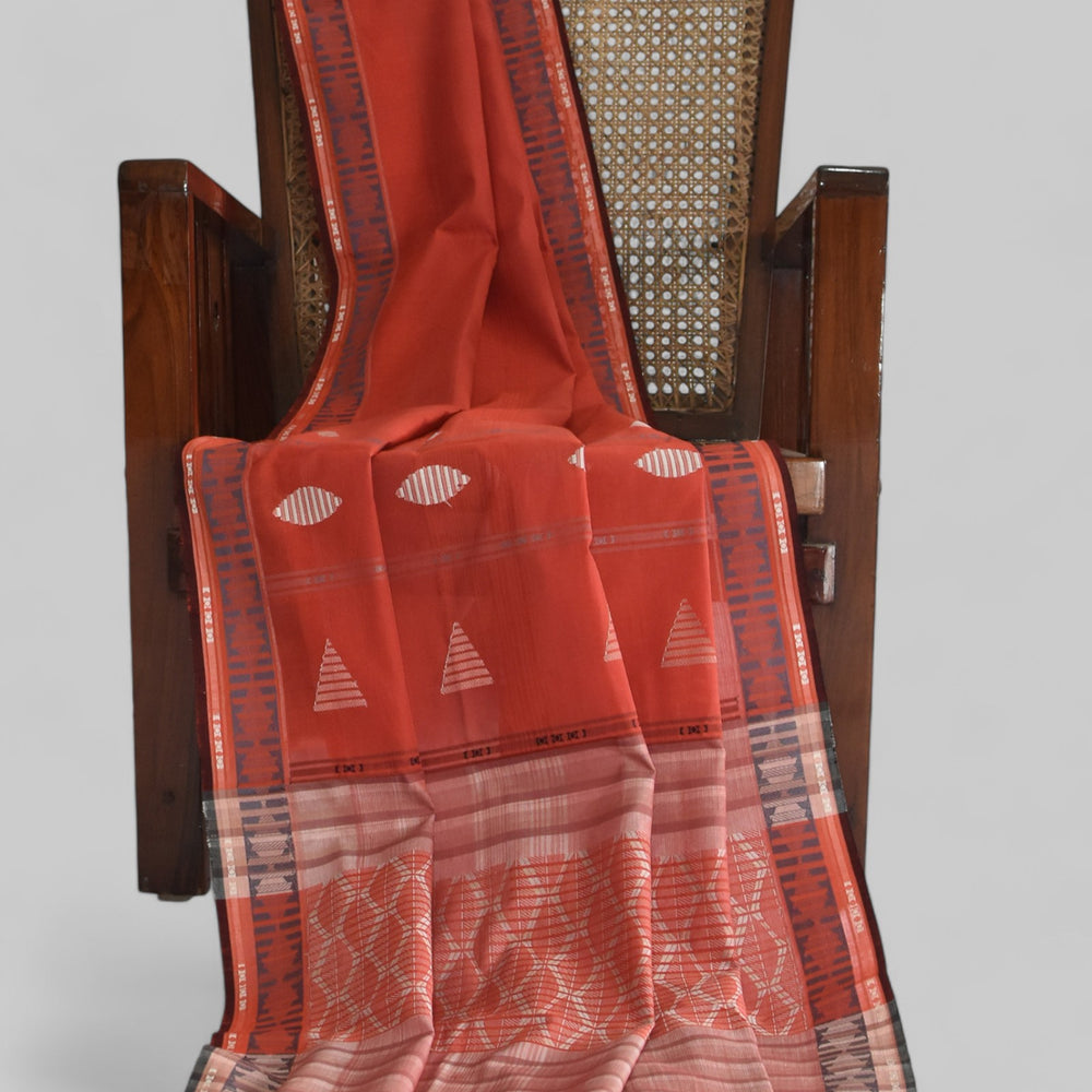 Brick Red - Interleave Quilt Organic Cotton Saree